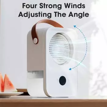 Вентилятор охлаждения, офисный настольный вентилятор, домашний вентилятор с ледяным туманом, многофункциональный регулируемый вентилятор для увлажнения, перезаряжаемый портативный вентилятор с ручкой