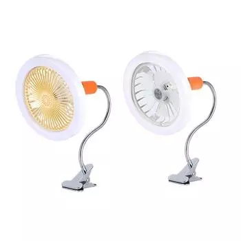Вентилятор с зажимом для цоколя E27 и лампочкой 30 Вт + 4 Вт, нерегулируемый, из ПВХ, идеально подходит для очистки и охлаждения воздуха, домашнего офиса