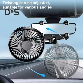 Вентилятор салона автомобиля Вентилятор автомобиля Электрический вентилятор для грузовика Вращающийся на 360 градусов Большая мощность Сильный ветер Не блокирует вид Вентилятор охлаждения автомобиля чёрный