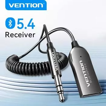 Vention Bluetooth 5,4 Aux адаптер беспроводной автомобильный Bluetooth-приемник USB-разъем 3,5 мм аудио-музыкальный микрофон громкой связи для автомобильного динамика 1.5m серый