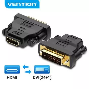 Vention DVI-HDMI адаптер двунаправленный DVI D 24+1 штекер-HDMI-мама кабельный разъем-конвертер для проектора HDMI-DVI HDMI Male to DVI Female чёрный