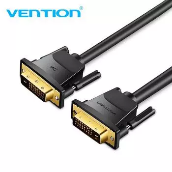 Кабель Vention DVI - DVI 1080P 60 Гц DVI-I 24+1 DVI Male - DVI Male адаптер-конвертер для ноутбука, монитора, кабель DVI 1m чёрный