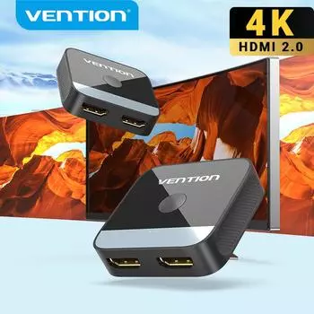 Vention HDMI 2,0 Swicth 4K HDMI-переключатель 2 в 1 для Xiaomi Mi Box TV Box PS5/4 Blu-Ray плеер Fire Stick Roku HDMI-сплиттер Only HDMI Switch серый