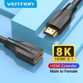 Vention HDMI 2.1 удлинительный кабель 8K HDMI 2.1 удлинительный кабель 48 Гбит/с HDMI кабель «папа-мама» для PS4 HDMI-переключатель HDMI удлинитель 1m чёрный