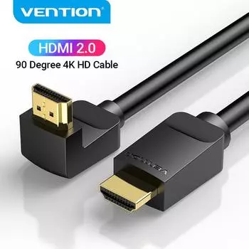 Vention HDMI-кабель 4K HDMI 2.0 кабель HDMI адаптер с углом наклона 90/270 градусов для Apple TV PS4 сплиттер видео аудио кабель HDMI 90 градусов 1m чёрный