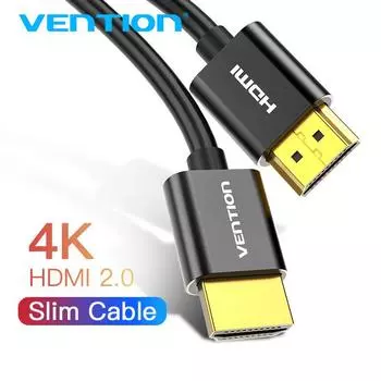 Vention HDMI-кабель 4K тонкий кабель HDMI-HDMI 2.0 для HDMI-разветвителя-удлинителя PS4/PS3 Apple TV HDTV-проектор 2.0 HDMI-кабель 0.5M чёрный