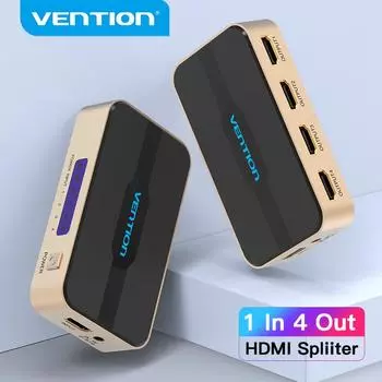 Vention HDMI-переключатель 1x2 1x4 HDMI-сплиттер 4K HDMI 1 вход 4 выходной переключатель с питанием для XBOX 360 PS4/3 HDTV HDMI-сплиттер серый
