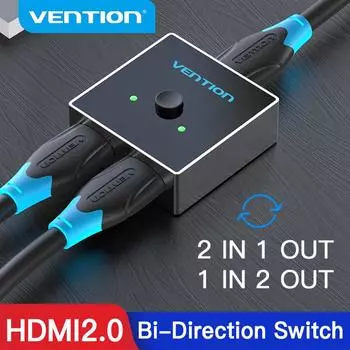 Vention HDMI-сплиттер-переключатель HDMI 2.0 4K двунаправленный адаптер 1x2/2x1 для PS3/4 TV Box DVD HDMI Swicth чёрный