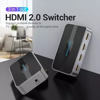 Vention HDMI Switch 3x1 HDMI Splitter 3 вход 1 выход адаптер для XBOX 360 PS4 Smart Android HDTV 4K 3 в 1 выход HDMI Switcher 3 In 1 Out чёрный