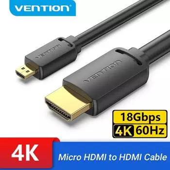 Vention Кабель Micro HDMI-HDMI 4K HDMI Шнур «папа-папа» для камеры GoPro Sony, телефона, планшета, проектора HDTV, кабель Micro HDMI