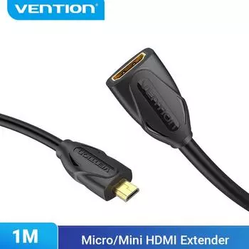 Vention Mini HDMI Кабель Mini HDMI «папа-мама» Удлинительный кабель HDMI для планшетной видеокамеры MP4 1m чёрный
