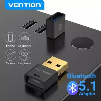 Vention USB Bluetooth 5,1 5,0 адаптер адаптер для ПК динамик беспроводная мышь клавиатура музыкальный аудио приемник передатчик Bluetooth USB Bluetooth 5.1 чёрный