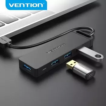 Vention USB HUB 3 0 адаптер 4 порта USB 3.0 сплиттер высокоскоростной OTG адаптер для ноутбуков компьютерные аксессуары 2.0 концентратор USB 0.15m прохладный черный