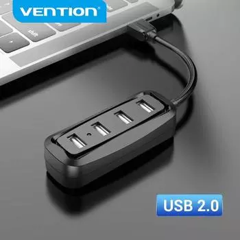 Vention USB HUB Высокоскоростной 4-портовый концентратор USB 2.0 USB-порт Портативный OTG-концентратор USB-разветвитель 15CM чёрный