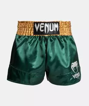 Venum Classic - Шорты Muay Thai Short - зеленый/золотой/белый