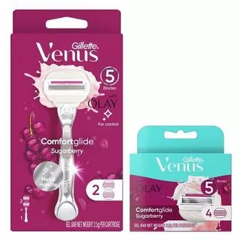 Venus Olay Sugarberry Razor, оригинальный продукт/сменный блок, 2 типа, выберите 1 Main product planning (1 handle + 2 blades)
