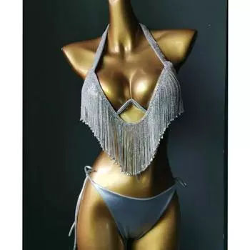 Venus Vacation Diamond Tassels Bikini Set Купальники Купальник со стразами Bling Stones Crystal Купальный костюм