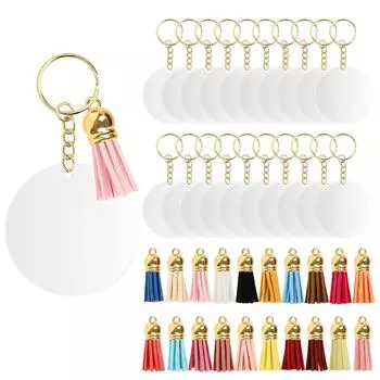 VEOWO 80 шт. Акриловые пустые акриловые пустые брелки 20 шт. Акриловые 20 шт. Брелок 20 шт. 20 шт. Кольца для поделок, ювелирные изделия своими руками, оптом, заготовки, золотистый