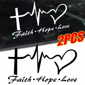 Вера Надежда Любовь Наклейки на автомобиль Auot Лобовое стекло Иисус Христианский Религиозный Библейский стих Электрокардиограмма Любовь Наклейка Декор кузова автомобиля