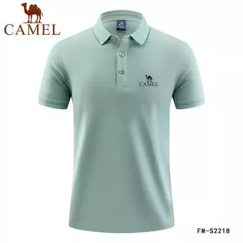 Верблюжья летняя деловая повседневная рубашка-поло с вышивкой для мужчин, новая рубашка-поло из хлопка высокого качества, мужская дышащая рубашка с короткими рукавами M чёрный
