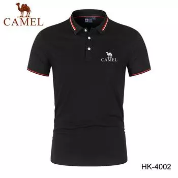 Верблюжья летняя новая мужская рубашка-поло с вышивкой, дышащий топ, быстросохнущая рубашка-поло, впитывающая влагу, рубашка-поло L чёрный
