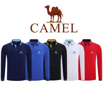 Верблюжья весенне-осенняя новая мужская и женская рубашка-поло высокого качества с вышивкой из 100 хлопка, модная дышащая и удобная рубашка с лацканами и длинными рукавами L чёрный