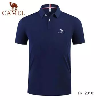 Верблюжья весна и лето, высококачественная стираная хлопковая новая рубашка поло с вышивкой, рубашка поло для пары M чёрный