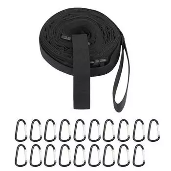 Веревка для белья с крючками, износостойкий, прочный, быстросъемный ремень для хранения в кемпинге, аксессуары для палатки чёрный