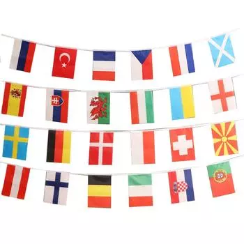Веревка для флагов, 24/32 флага стран, кубок Европы, подвесной сад, вымпел, баннер, вечеринка, собрание 8/european cup