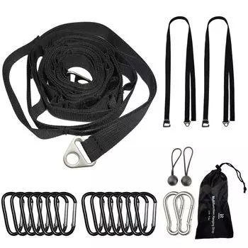 Веревка для кемпинговой палатки ZODECK с карабином, цепная веревка для подвешивания белья, идеально подходит для подвешивания на открытом воздухе. Сочетание веревки для брезента и веревки для белья, которая может