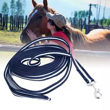 Веревка для обучения лошадей многоцелевая, ручная плетеная, толстая, прочная, конструкция, веревка для привязи лошадей для конного снаряжения 26,2 фута темно-синий