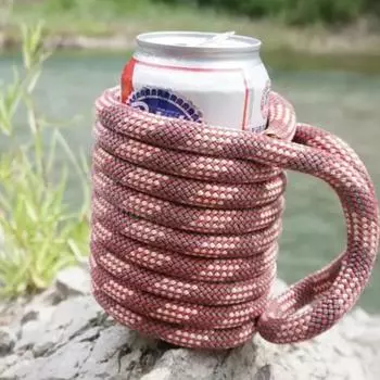 Веревка для скалолазания, чашка с рукавом, охладитель, изолированный держатель для пивной бутылки, веревка ручной работы, подарок для альпинистов, подходит для банок на 12 унций, для бутылок с высокими банками на 16 унций серый