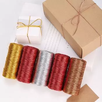 Веревка для тегов Золотая упаковочная веревка 1,5 мм Подарочная веревка для украшения Подарочная упаковка Нить Подарочная упаковка розового золота