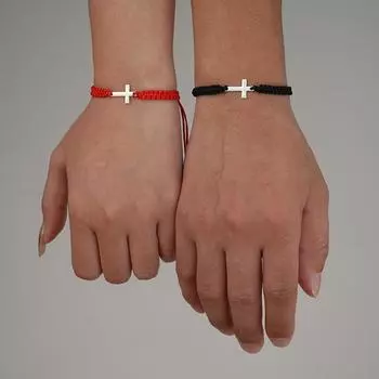 Веревка из нержавеющей стали Крест любовь Браслет для пар Плетеный браслет Крест Шарм Регулируемый Дружественный Подарок для женщин и мужчин