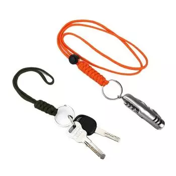 Веревка с пряжкой для рюкзака, веревка на запястье, плетеный брелок для ключей из паракорда, плетеный брелок из паракорда 46CM чёрный