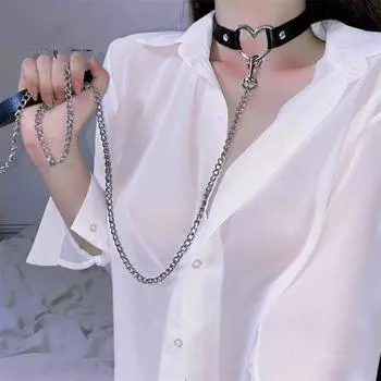 Веревка с тягой в виде сердца, колье с воротником в стиле панк, женское колье на ключицу, косплей, украшения на шею, корейское ожерелье G