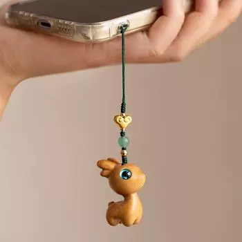 Веревка шнурок олень автомобильный брелок мобильный телефон китайский стиль брелок деревянный брелок сумка кулон E