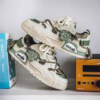Веревочные украшения 2024 Мужские модные кроссовки Удобная платформа Дышащая обувь Уличная повседневная уличная трендовая обувь для скейтбординга 40 зелёный