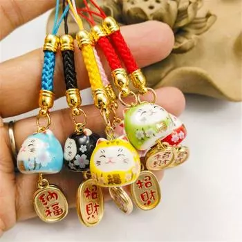 Веревочный декор, японский ремешок, аксессуары для сумок Lucky Cat, ремни для телефона, ремешок для ключей