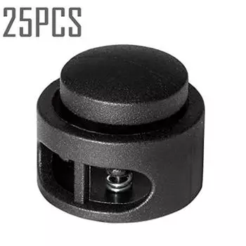 Веревочный шнур запирается, 25 шт., зажимные концы, круглая шариковая форма, стопор для шнура для багажа, скользящий чёрный