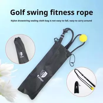 Веревочный тренажер для гольфа, тренировочное пособие для свинга, разминка, помощь в упражнениях, корректор осанки, оборудование для тренировки скорости в гольфе чёрный