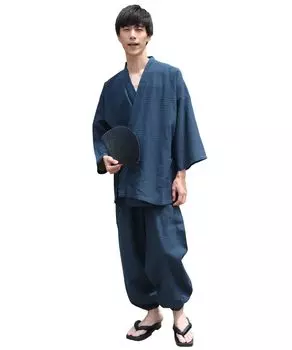 Верх и низ Shijira Cool [Nishiki] Мужские самуэ, 100% хлопок, комплект, плетение, мужские, (15 Индиго/М/0810)