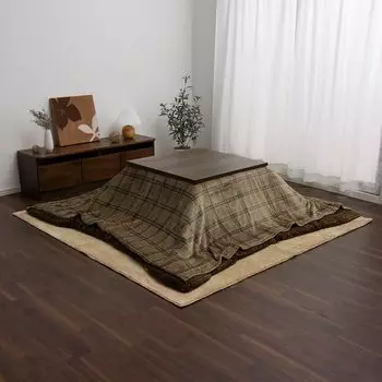 Верхний чехол для футона Ikehiko Kotatsu, верхний чехол Charis, 195 x 195 см, коричневый, повседневный, в клетку, водоотталкивающий, можно стирать, прибл.. #5576049 коричневый