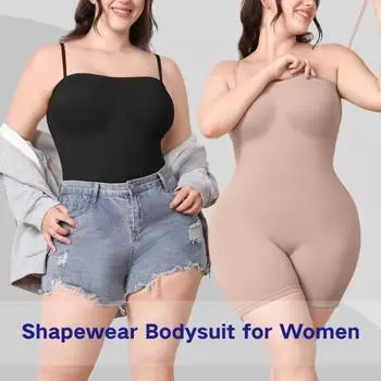 Верхний комбинезон бесшовный цельный трико для женщин с подтяжкой живота и подтяжкой бедер S коричневый