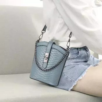 Верхний слой из коровьей кожи с крокодиловым узором, женская сумка-ведро, новая сумка через плечо, сумка-сумка, универсальная сумка