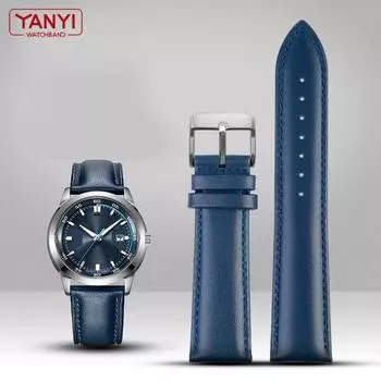 Верхний слой из воловьей кожи, браслет из натуральной кожи, темно-синий цвет, ремешок для часов 16 мм, 18 мм, 19 мм, 20 мм, 21 мм, 22 мм, ремешок для часов, ремешок для наручных часов