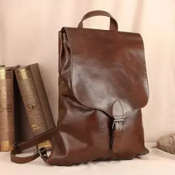 Верхний слой коровьей кожи с высокой текстурой, сумка-рюкзак из масляной вощеной кожи, деловая сумка-рюкзак из ретро-кожи коричневый