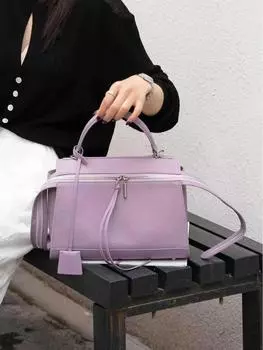 Верхний слой коровьей кожи женская сумка нишевый дизайн сумка из натуральной кожи подушка сумка высокого класса Sense большой емкости одно плечо сумка через плечо для женщин 28x12.5x20CM синий