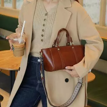 Верхний слой кожи Натуральная кожаная сумка Осень/Зима Легкая роскошная женская сумка Superior Sense Сумка через плечо чёрный