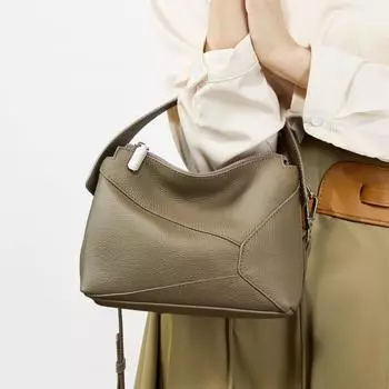 Верхний слой кожи высокого качества геометрический кожаный мешок-подушка сумка на одно плечо через плечо для женщин 21*8*17 чёрный